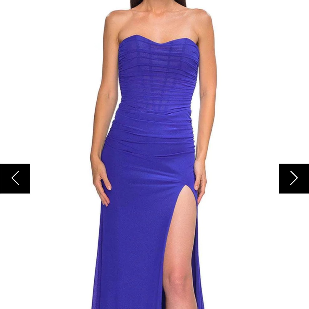 Elegant La Femme Blue Strapless Dress Size 8 Nwt